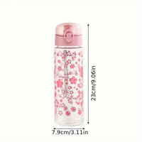 Portable Large Capacity Plastic Water Bottles with Sun and Flowers Design