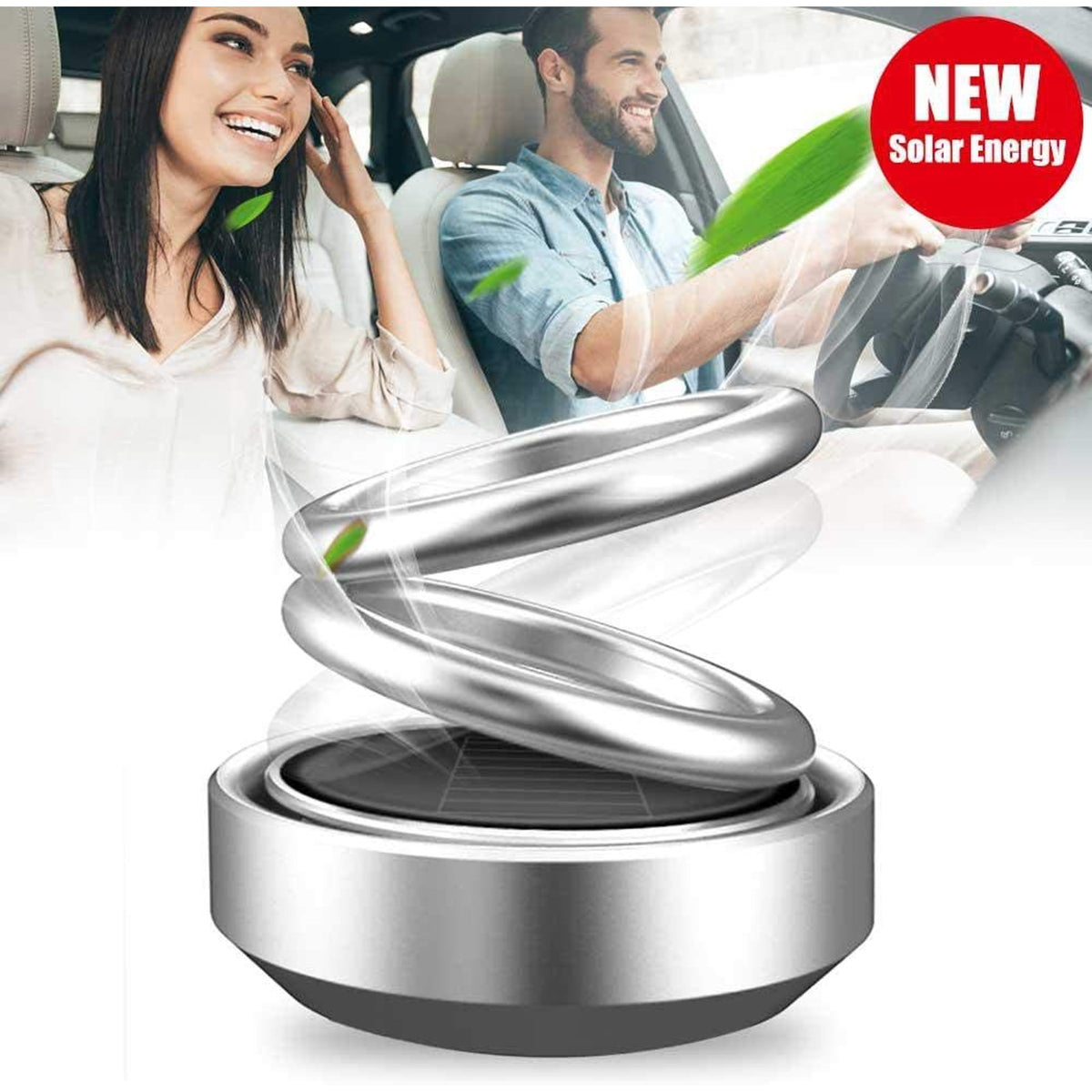 Solar Power Rotatable Car Aroma Air Freshener Perfume Color Silver
