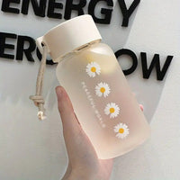 1pc 550ml/18.6oz Small Daisy Transparent Plastic Water Bottle Creative