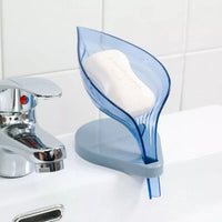 Bathroom Leaf Shape Plastic Soap Box Drain Shelf Stand Storage Plate Tray
