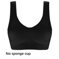 Women Seamless Bras Camisole Underwear Crop Top XXL 3xl Black Pure Color