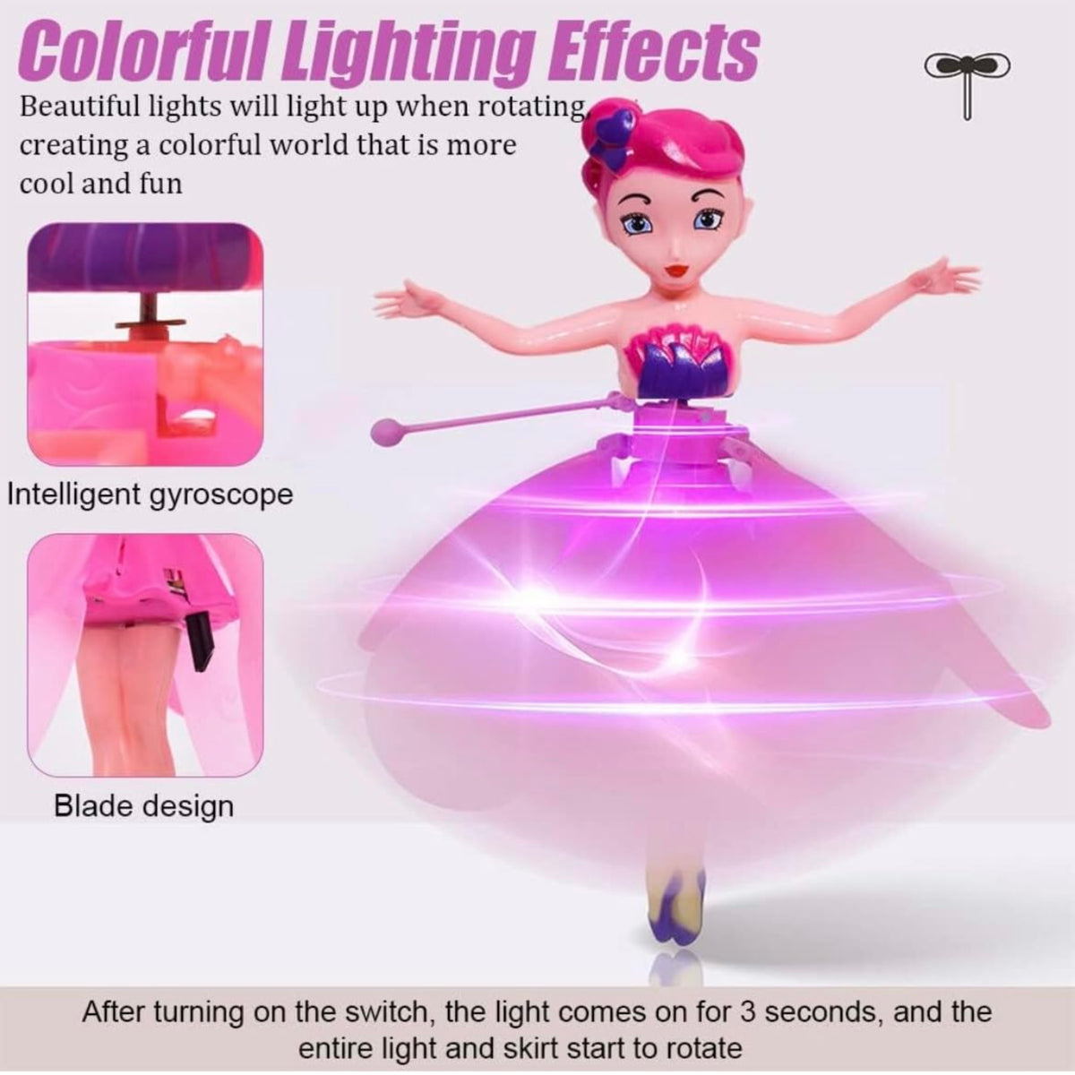Flying Fairy Dolls for Girls Flying Doll Hand Control Helicopter Doll Dolls